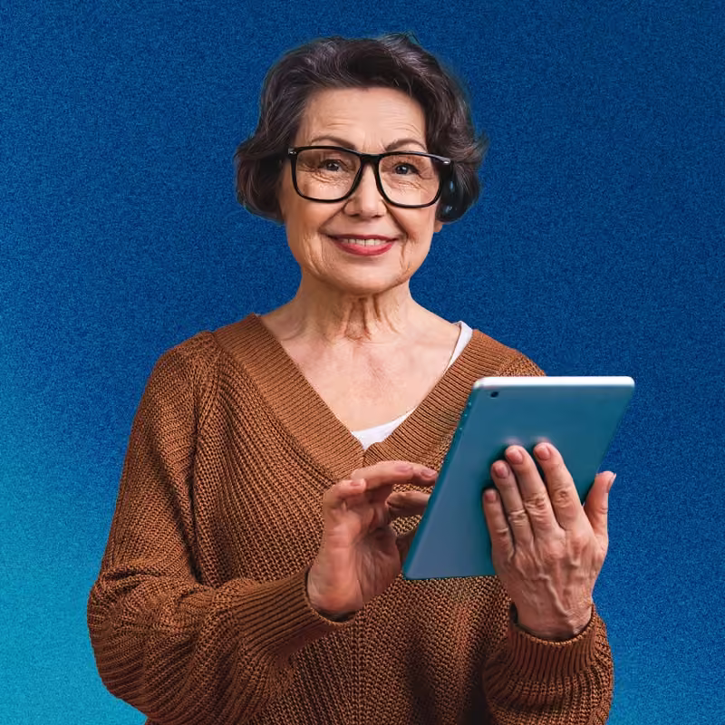IMA Medical Group patient holding a tablet, used as the website redesign thumbnail