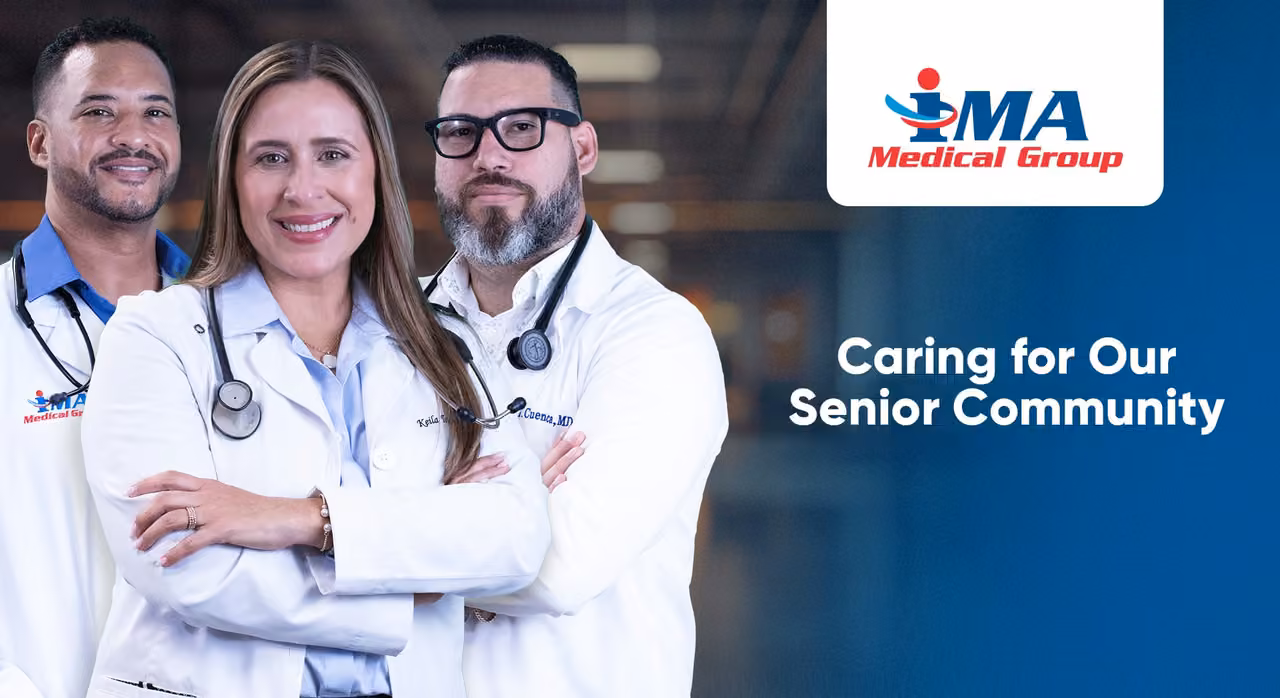 IMA Medical Group physicians beside the line Caring for Our Senior Community